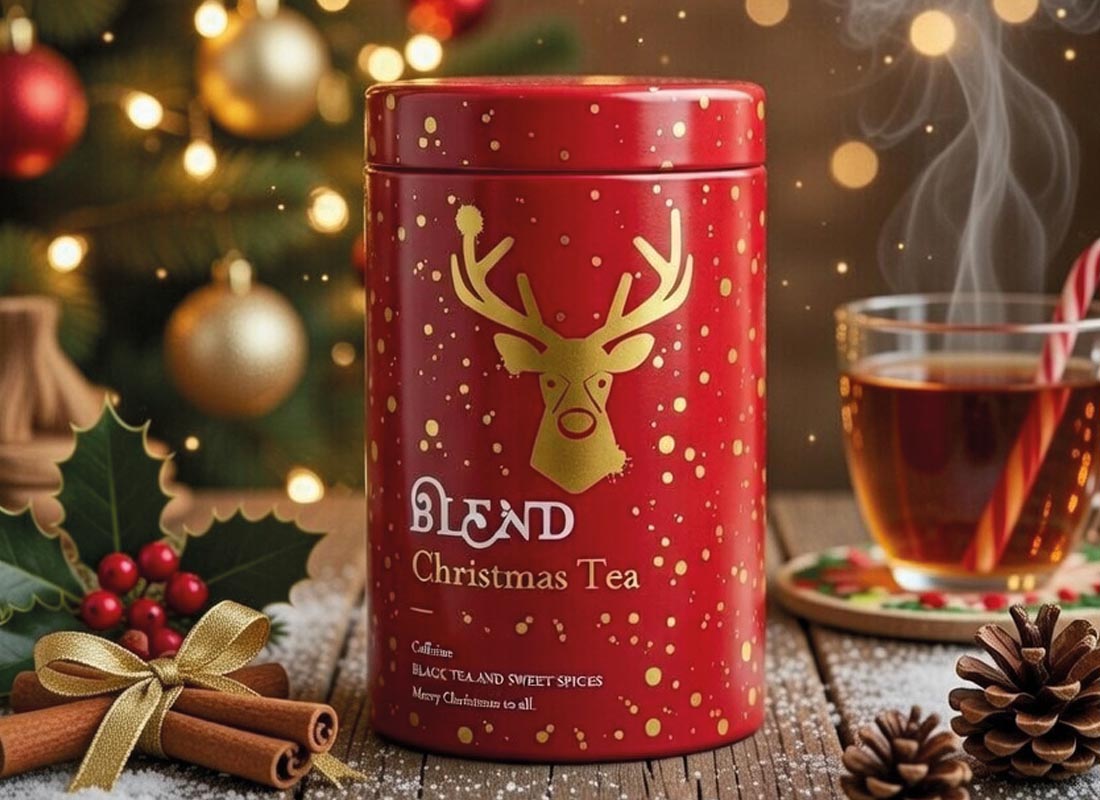 Christmas Tea in its new red reindeer tin